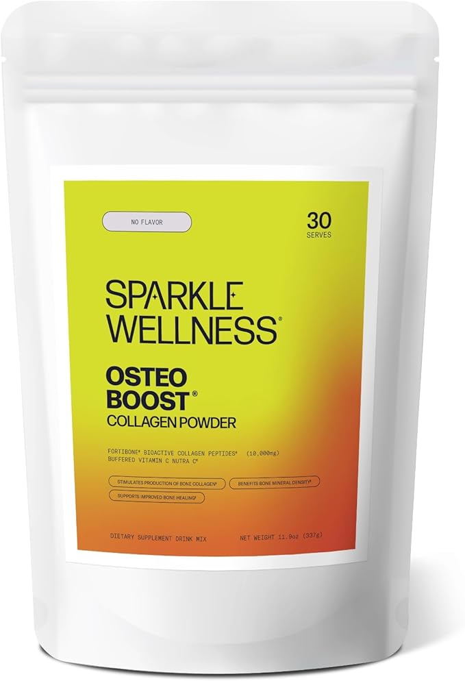 Sparkle Wellness Osteo Boost (No Flavor) [30 Serves] | Collagen Powder Supplement | FORTIBONE Bioactive Collagen Peptides and Buffered Vitamin C Nutra C | Bone Supplements
