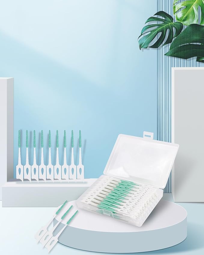 300 PCS Soft Dental Floss Picks, Silicone Interdental Brush Between Teeth, Disposable Dental Picks for Teeth Cleaning, interdental Picks Teeth Cleaning Tool, Green Colors