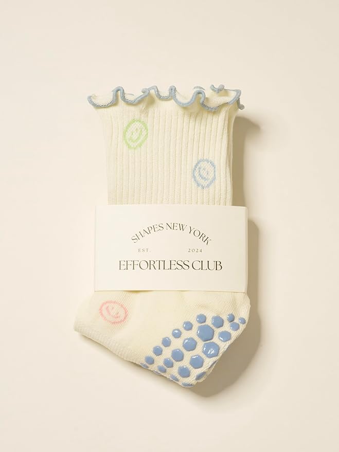 Shapes Studio Crew Half Calf Grip Socks, Cutest Fruits Pilates Socks, Ruffle socks, Non-Slip, Barre Yoga Fitness