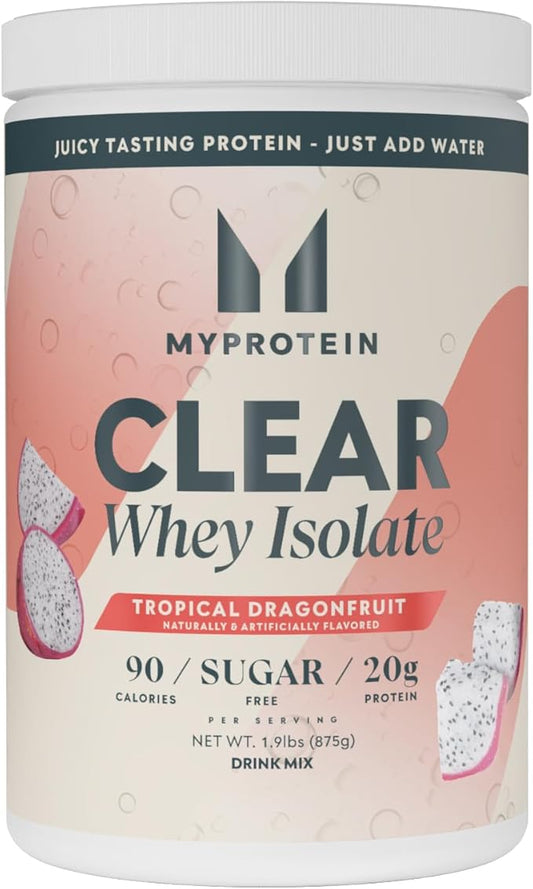 Myprotein Clear Whey Isolate Protein Powder, 1.9 lb Tropical Dragonfruit, 20g Protein per Serving, Naturally Flavored Drink Mix, Daily Protein Intake for Superior Performance