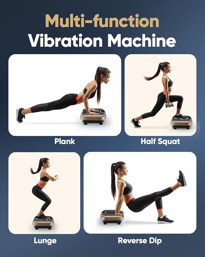 Vibration Plate Exercise Machine, Vibrating Plate Platform for Lymphatic Drainage with 200 Adjustable Speeds, Power Vibration Plate for Weight Loss & Fitness, Supports Max Weight 450 Lbs