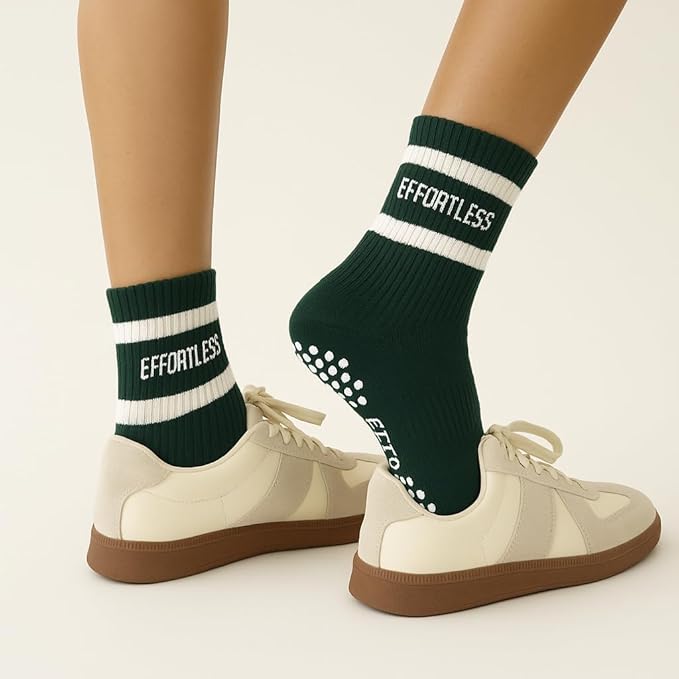 Shapes Studio Crew Half Calf Grip Socks, Cutest Fruits Pilates Socks, Ruffle socks, Non-Slip, Barre Yoga Fitness