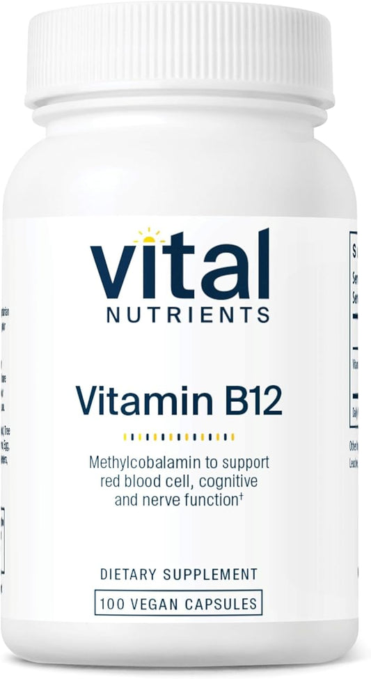 Vital Nutrients Vitamin B12 1000mcg - Vegan - Methylcobalamin for Metabolism, Cognitive & Nervous System Health* - High-Potency B12 Supplement - Gluten, Dairy, Soy Free - 100 Capsules