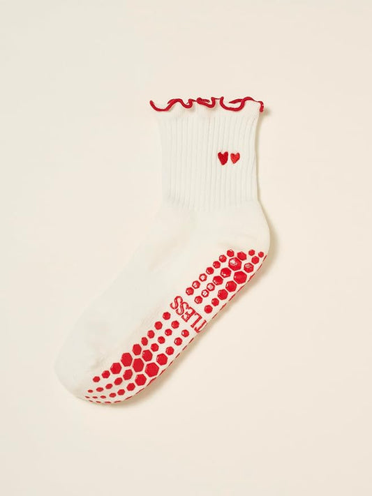 Shapes Studio Crew Half Calf Grip Socks, Cutest Fruits Pilates Socks, Ruffle socks, Non-Slip, Barre Yoga Fitness