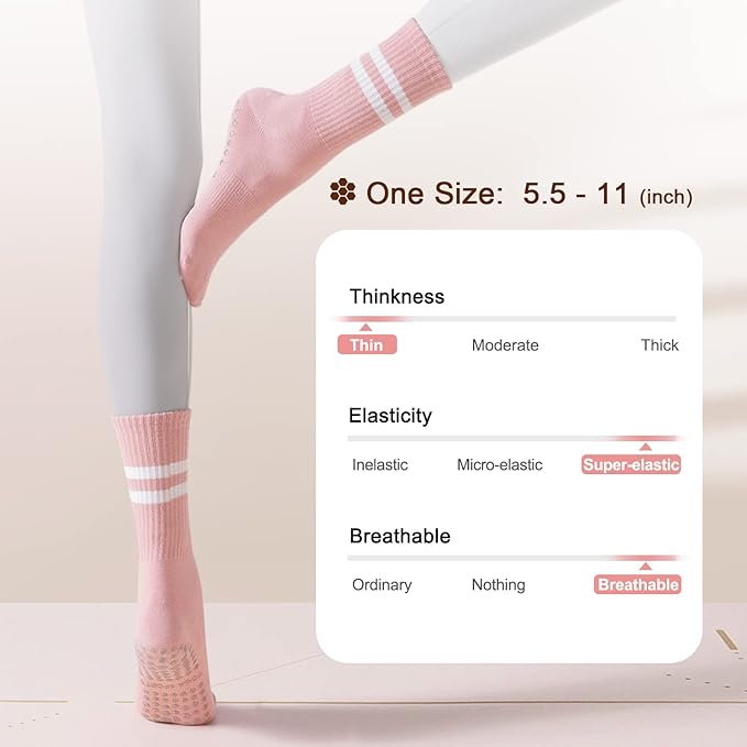Diu Life 3 Pack Pilates Socks Yoga Socks with Grips for Women Non Slip, Workout, Pure Barre, Ballet, Dance, Hospital Socks