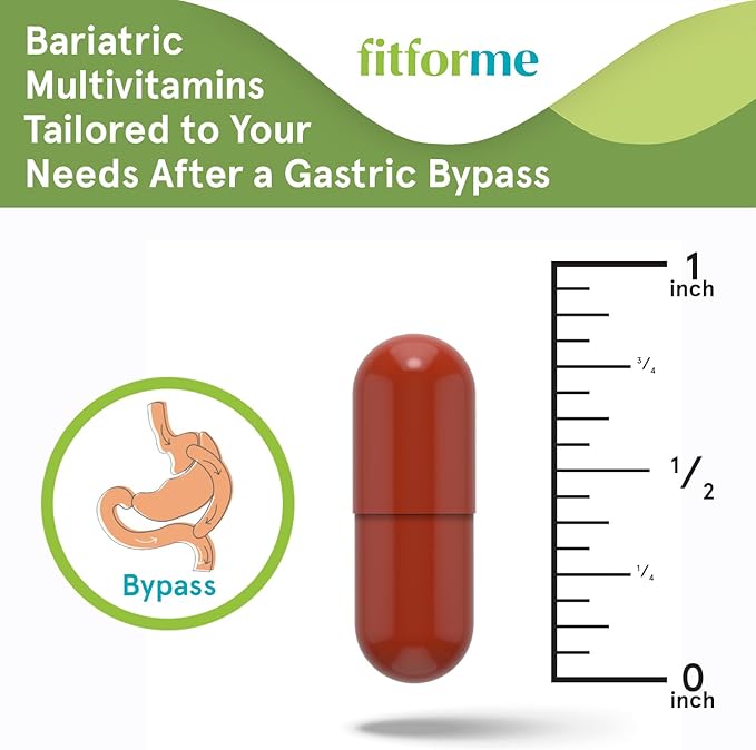 FitForMe Bariatric Multivitamin with Iron, Tailored for Gastric Bypass Surgery – One-a-Day Capsule, 30-Day Supply, Easy-to-Swallow WLS Forte Capsule, Scientifically Formulated – for Men & Women