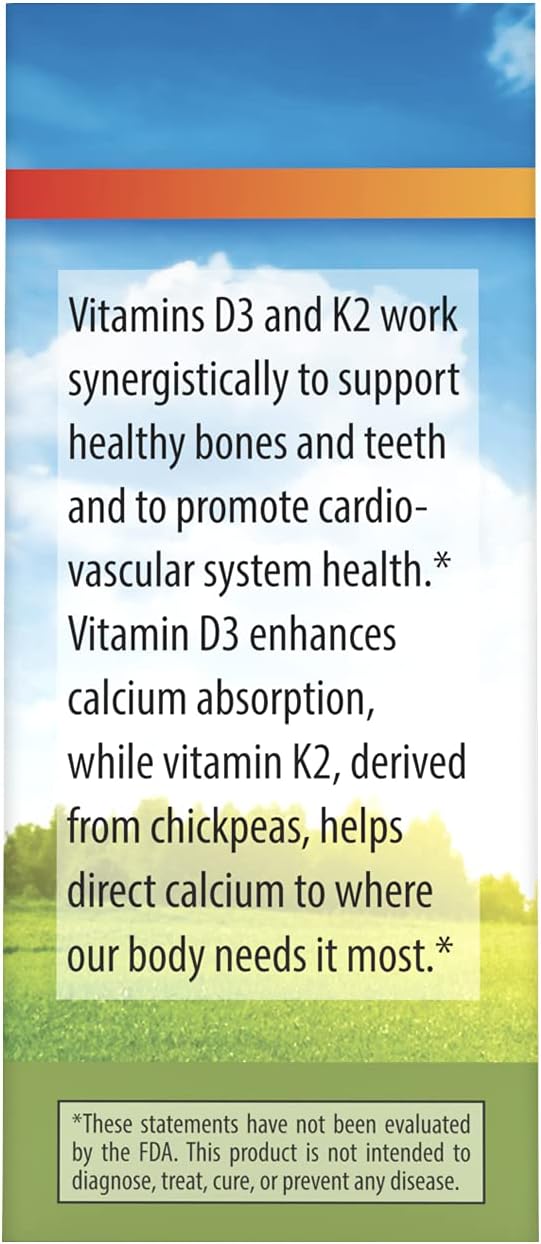 Carlson - Super Daily D3 + K2, 125 mcg (5000 IU) Vitamin D3, 90 mcg Vitamin K2 as MK-7, Bone Support, 90 Liquid Drops (2.54 mL)