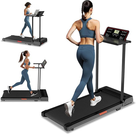 Treadmill with Handles, Walking Treadmills for Home Small Spaces, 3.0HP Walking Pad Treadmills with Handle Bar & LED Display, Treadmill with Desk Workstation for Home Office, 320 LBS Capacity