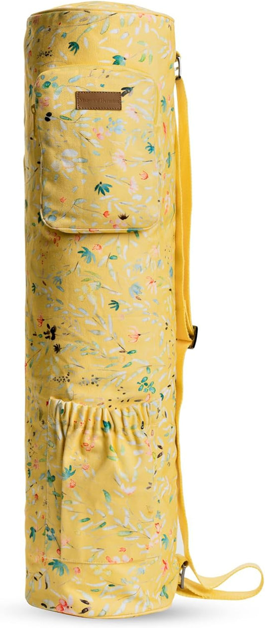 Maison d' Hermine Yoga Mat bag, Cylindrical bag for Woman&Men, yoga mat Bag &Adjustable shoulder straps Yoga Mat Carrier Bag with Drawstring Water Bottle Pocket and zipper pocket