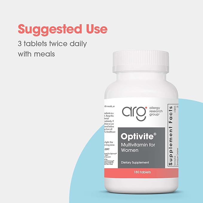 Optimox Optivite - PMS Support Supplement for Women, Period Multivitamin for Hormone Balance with Vitamin B6 & Iron, Hormone Support Vitamin - 180 Tablets