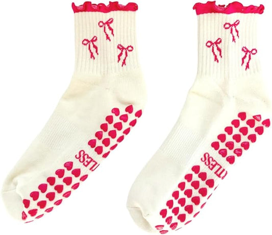 Shapes Studio Crew Half Calf Grip Socks, Cutest Fruits Pilates Socks, Ruffle socks, Non-Slip, Barre Yoga Fitness