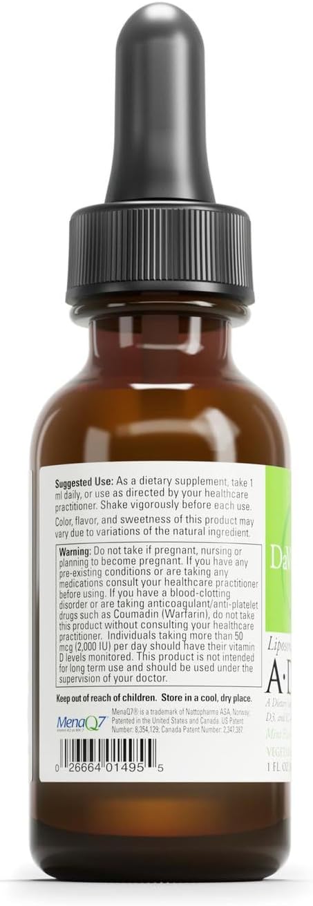 DAVINCI Labs Liposomal ADK - Liquid Dietary Supplement to Support Immune System, Bone and Heart Health* - with Vitamin A, Vitamin D3 and Vitamin K2 - Gluten-Free - Vegetarian - 30 ml