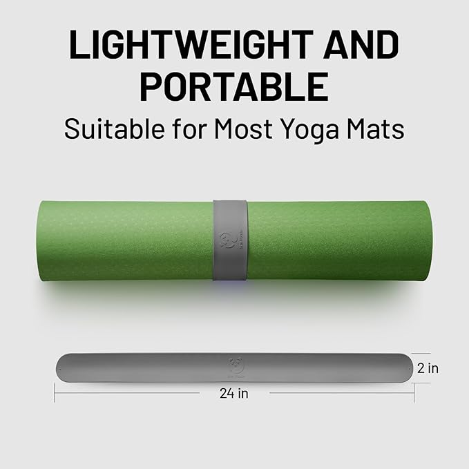 Slim Panda Yoga Mat Strap Slap Band, One Snap Keeps Mats Tightly Rolled, Heavy-Duty Clasp Fits Most Size Mats(24" L X 2" W)