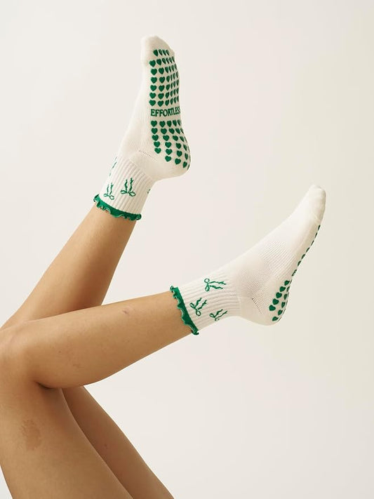 Shapes Studio Crew Half Calf Grip Socks, Cutest Fruits Pilates Socks, Ruffle socks, Non-Slip, Barre Yoga Fitness