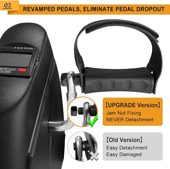 Under Desk Bike Pedal Exerciser, Portable Mini Exercise Bike with LCD Display for Home/Office, Desk Cycle for Leg/Arm with Handle, Leg Exerciser While Sitting for Seniors