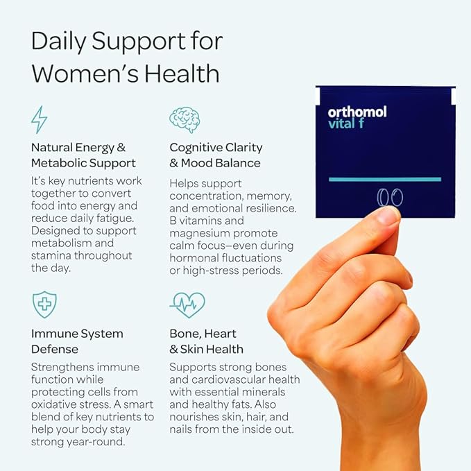 Orthomol Vital F Powder & Tablet Packet, Women's Multivitamin, 30-Day Supply, Vitamins A, B, C, D, E, K, Calcium, Iodine, Omega-3…