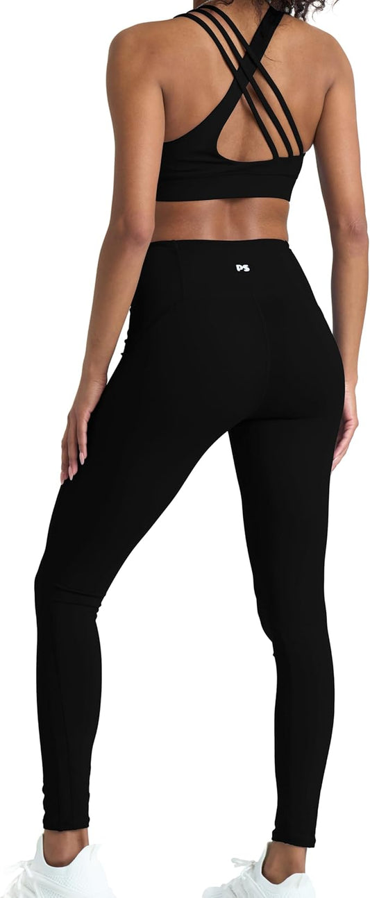POPSUGAR 2 Piece Workout Sets for women, High Waist Leggings and Sports Bra Yoga Set Matching Gym Pilates Running Work Outfit
