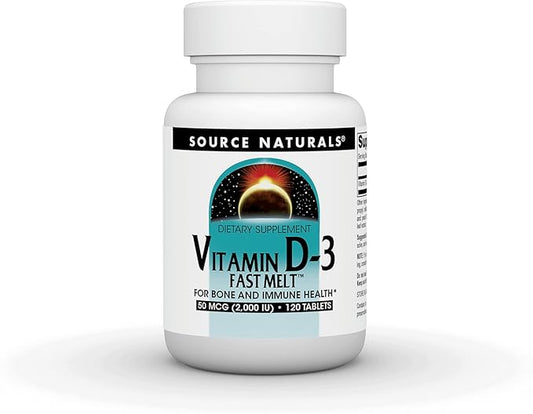 Source Naturals Vitamin D-3 2000 iu Supports Bone & Immune Health - Black Cherry Peach Flavor - 120 Fast Melt Tablets
