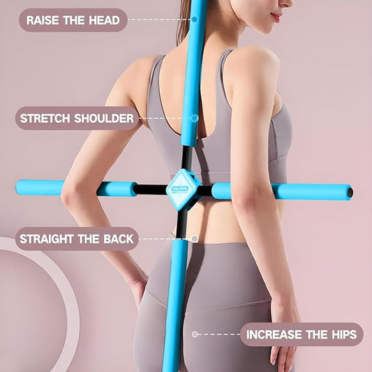 Posture Corrector Yoga Cross Stick -Yoga Stick Posture Corrector- Back Pain Relief for Men Women - Stretcher and Straightener for Upper and Lower Back -Back Straightener Posture Corrector