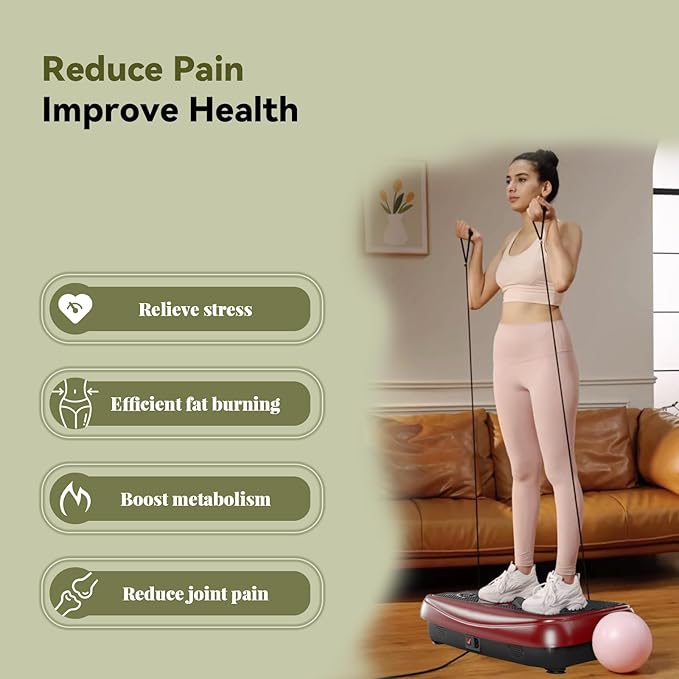 UCIN Vibration Plate Exercise Machine, Vibration Plate for Lymphatic Drainage, 330 Lbs Capacity Vibrating Plate for Weight Loss Home Fitness with Resistance Bands/Pilates Ball
