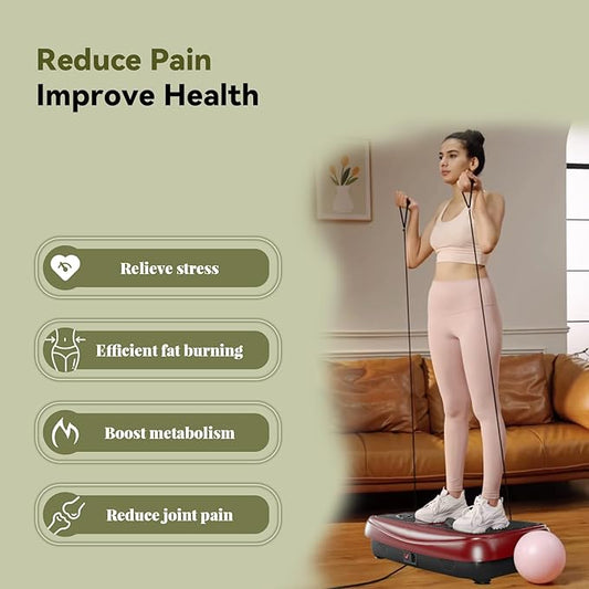 UCIN Vibration Plate Exercise Machine, Vibration Plate for Lymphatic Drainage, 330 Lbs Capacity Vibrating Plate for Weight Loss Home Fitness with Resistance Bands/Pilates Ball