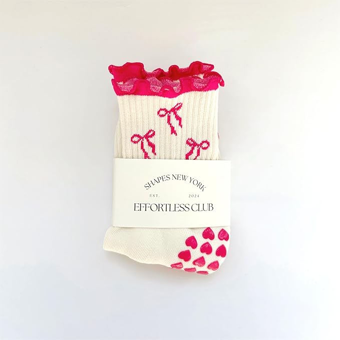 Shapes Studio Crew Half Calf Grip Socks, Cutest Fruits Pilates Socks, Ruffle socks, Non-Slip, Barre Yoga Fitness