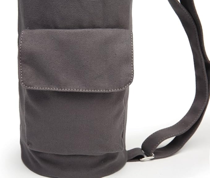 Canvas Yoga Mat Bag with Adjustable Strap & Pockets, Full-Zip Travel Gym Tote for Women & Men, Fits 1/4" & 1/3" Thick Mats, Lightweight Carrier for Yoga, Workout, Outdoor Use