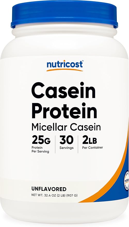 Nutricost Casein Protein Powder 2lb - Micellar Casein, Gluten Free, Non-GMO (Unflavored)
