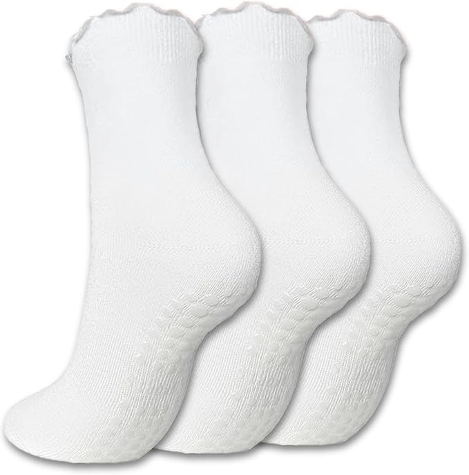 3/6 Pairs Cute Pilates Socks with Grips,Yoga Socks Barre Sock Non Slip Embroidery for Barre Ballet Workout