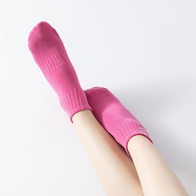 Yoga Pilates Socks with Grips for Women Non Slip Colorful Cushioned Ankle Socks for Barre Ballet Dance