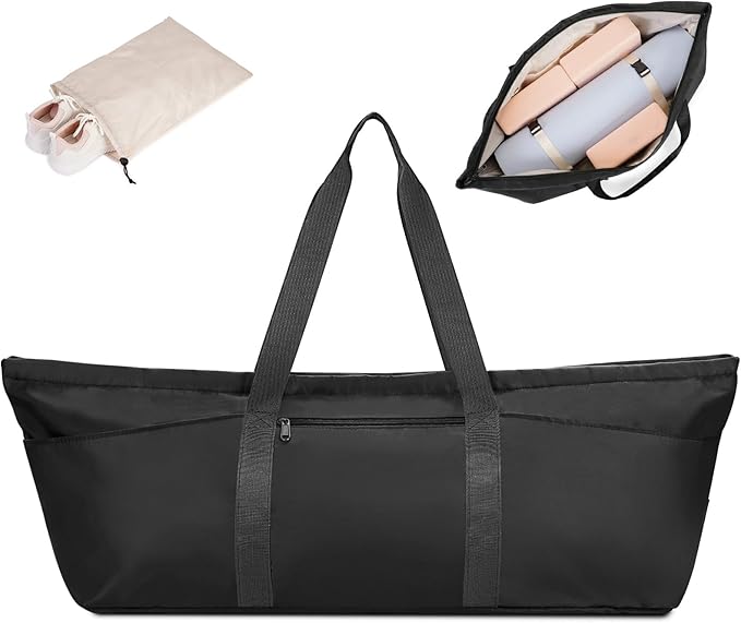 Large Yoga Mat Bag with Shoes Compartment and Wet Pocket Ladies Pilates Gym Tote Bag with Yoga Mat Holder Strap for Women Men Workout Carrier Stuff Accessories
