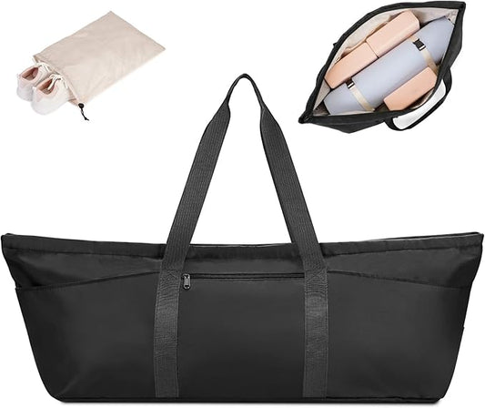 Large Yoga Mat Bag with Shoes Compartment and Wet Pocket Ladies Pilates Gym Tote Bag with Yoga Mat Holder Strap for Women Men Workout Carrier Stuff Accessories
