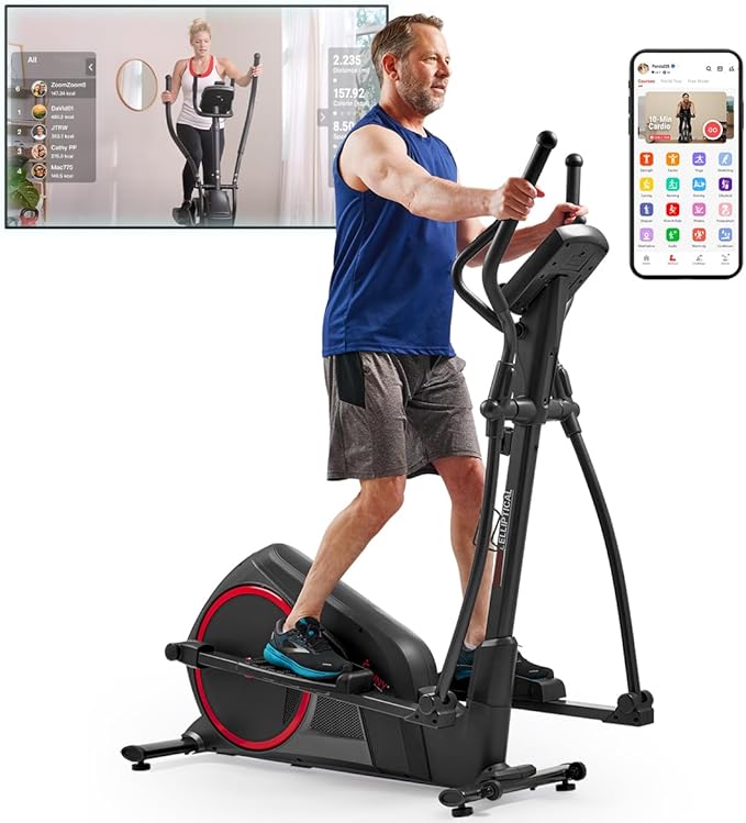 Sunny Health & Fitness Smart Elliptical Full-Body Cross Training Machine w/Extended Stride, Cardio Exercise Trainer for Home, Free SunnyFit App Bluetooth Connection, Optional 12" or 16" Stride Length