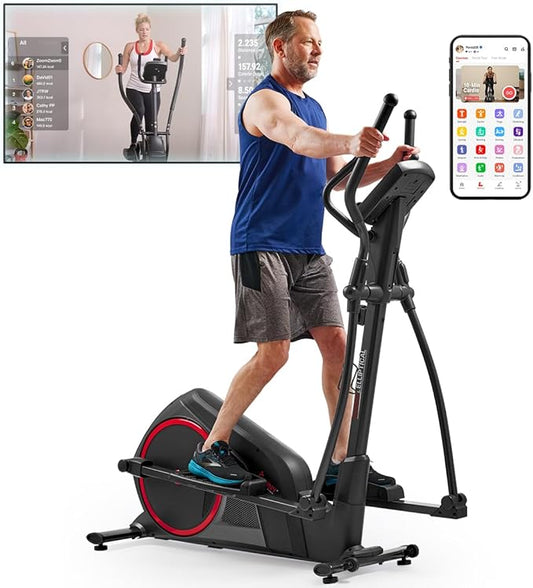 Sunny Health & Fitness Smart Elliptical Full-Body Cross Training Machine w/Extended Stride, Cardio Exercise Trainer for Home, Free SunnyFit App Bluetooth Connection, Optional 12" or 16" Stride Length