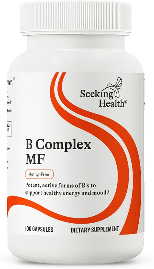 Seeking Health B Complex MF, Methyl-Free Forms of Folate and Vitamin B12, Healthy Energy, Immune System, Mood, and Memory Support, Vegan and Vegetarian (100 Capsules)*