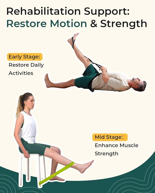 Trideer Stretching Strap & 3PCS Resistance Bands Set – Non-Elastic Stretch Strap & Elastic Bands for Safe Stretching, Mobility, Physical Therapy, Rehab, Recovery, Yoga & Home Exercise