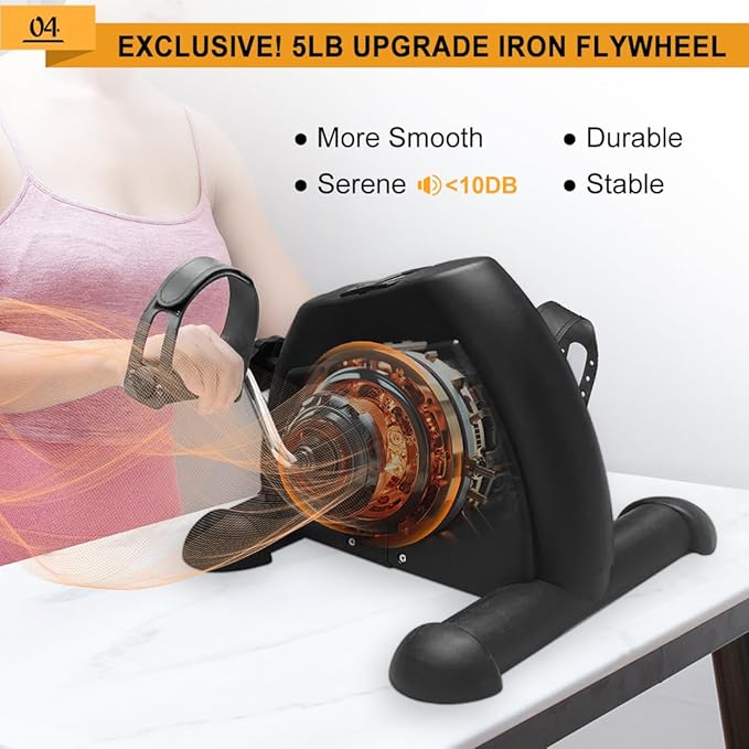 Under Desk Bike Pedal Exerciser, Portable Mini Exercise Bike with LCD Display for Home/Office, Desk Cycle for Leg/Arm with Handle, Leg Exerciser While Sitting for Seniors