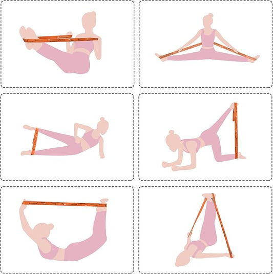 Yoga Strap for Stretching - 8 Loops Stretching Strap - Essential Yoga Accessories for Flexibility and Enhanced Stretching - Ideal Stretch Strap in Yoga and Pilates