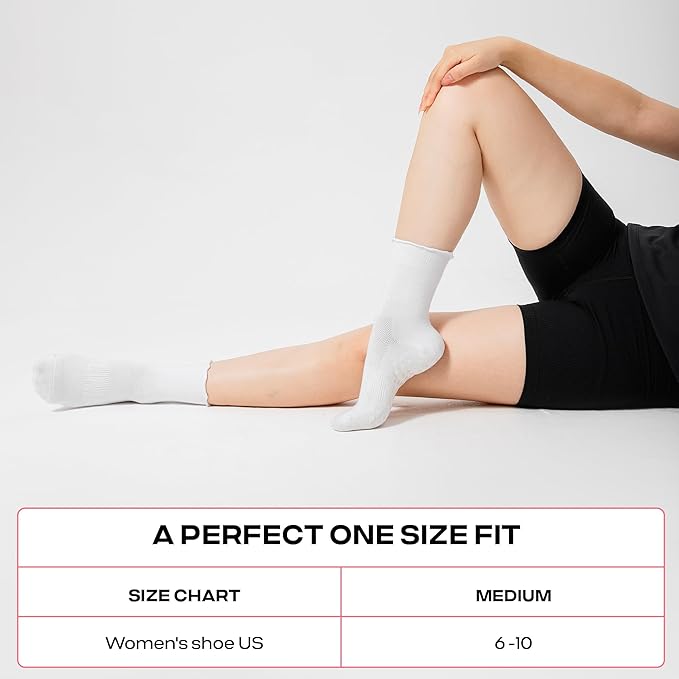 CoolMate 2/3/4 Pairs Pilates Socks with Grips for Women, Cute Yoga Socks, Crew Non Slip Women for Barre, Pilates Gifts