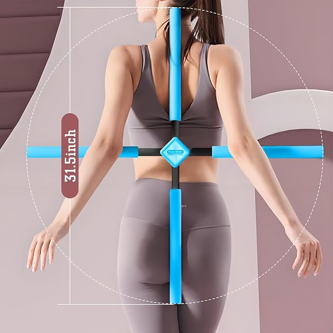 Posture Corrector Yoga Cross Stick -Yoga Stick Posture Corrector- Back Pain Relief for Men Women - Stretcher and Straightener for Upper and Lower Back -Back Straightener Posture Corrector