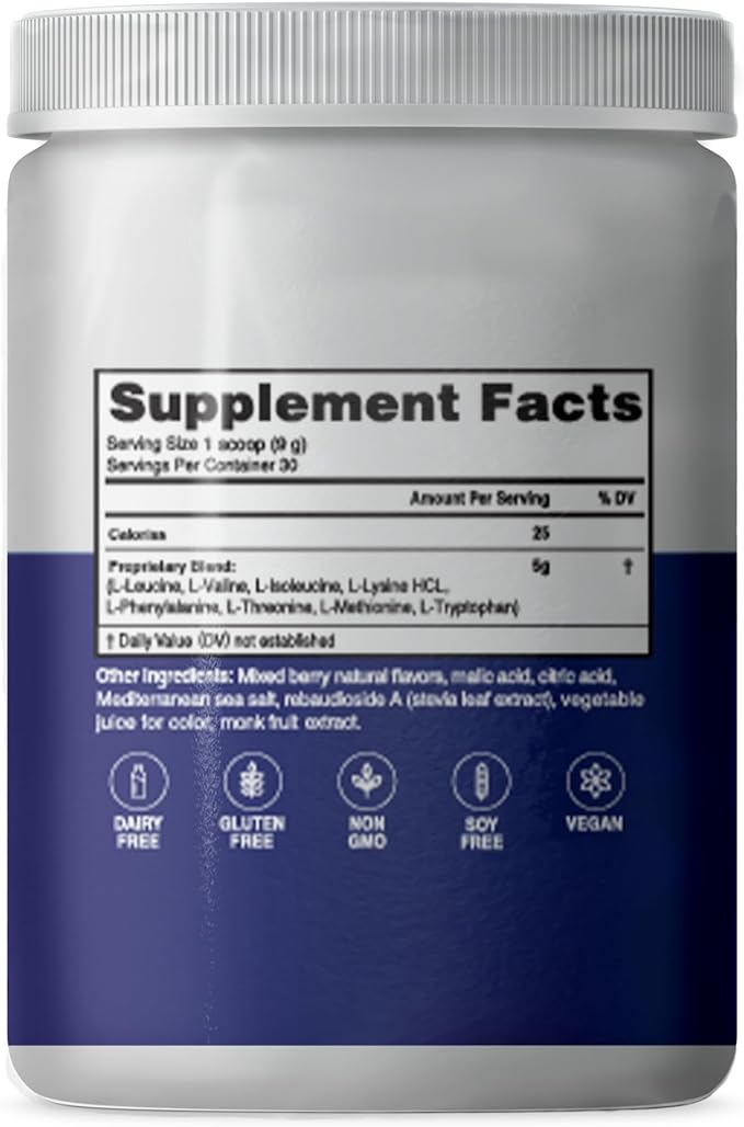 – Advanced Amino Powder, Amino Acid Supplement, Build Muscle, Post Workout Recovery, Energy,Non-GMO, Gluten Free, Dairy Free, Vegan (30 Servings)