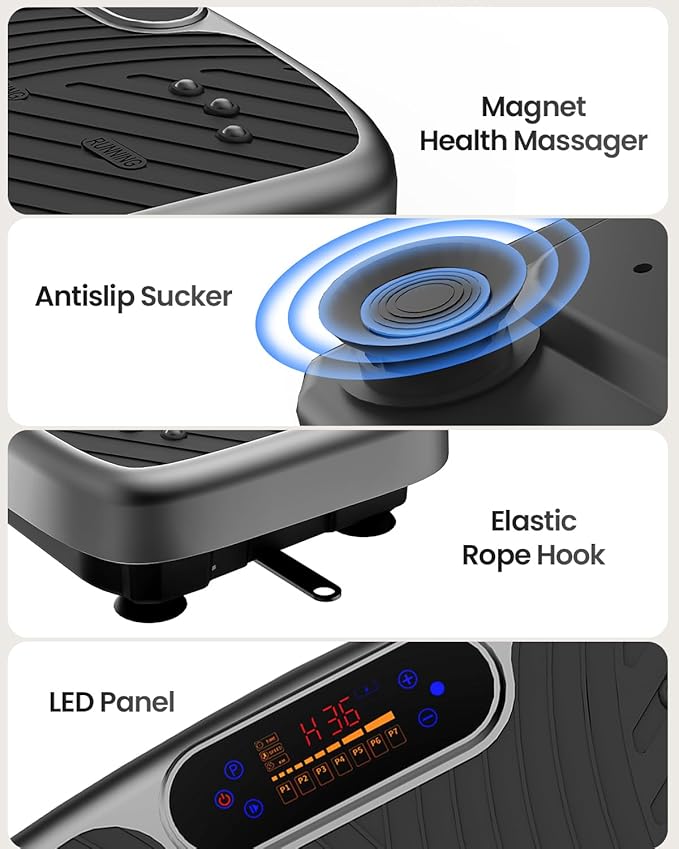 Vibration Plate Exercise Machine, Vibrating Plate Platform for Lymphatic Drainage with 200 Adjustable Speeds, Power Vibration Plate for Weight Loss & Fitness, Supports Max Weight 450 Lbs