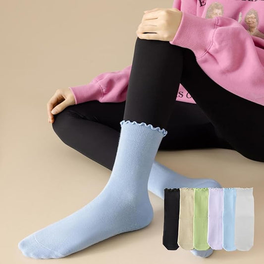 4 Pairs Ruffle Yoga Socks for Women,Cute Frilly Non-Slip Grips Socks for Pilates,Fitness,Hospital,Pregnant