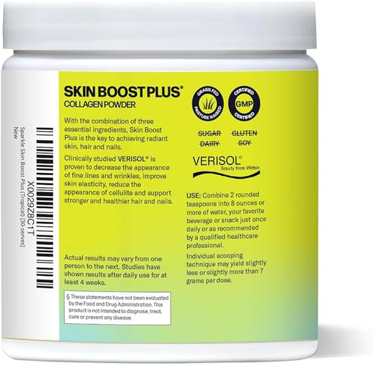 Sparkle Wellness VERISOL Bioactive Hydrolyzed Collagen Peptides | Collagen Powder Supplement with Vitamin C & Hyaluronic Acid for Hair, Skin, and Nail Health | Skin Boost Plus (Tropical) [30-Serves]