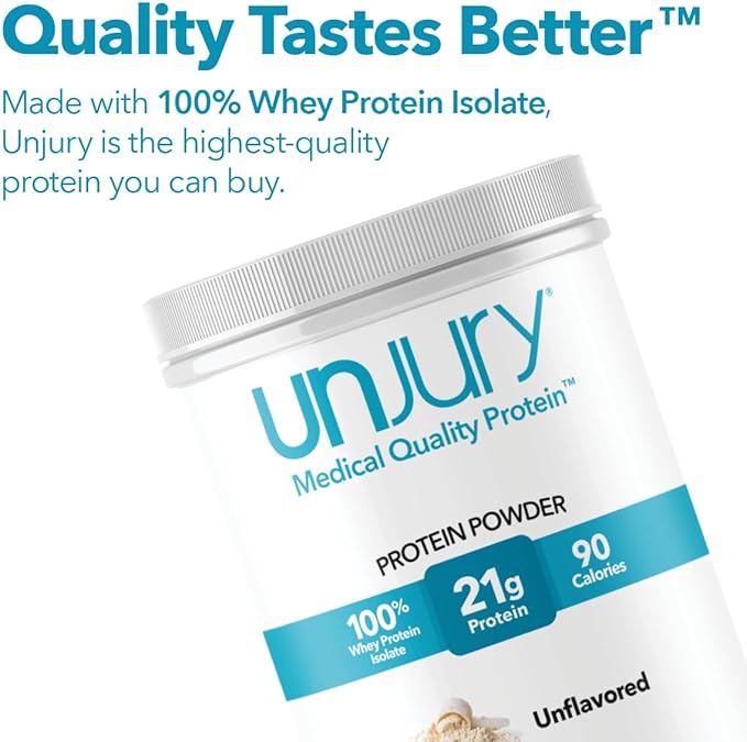 Unjury Unflavored Protein Powder | 21g 100% Whey Isolate Protein Powder | Unflavored Whey Protein Powder | Low Carb and Sugar Free Whey Protein Isolate | Gluten Free | Certified Kosher | 15 Servings