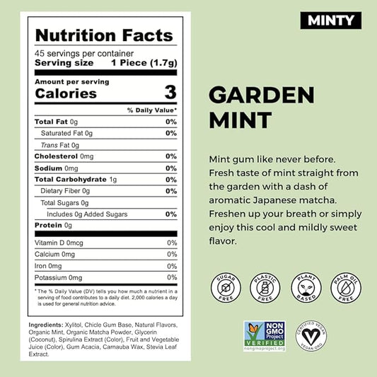 Refresh Gum Garden Mint – Xylitol, Sugar Free Chewing Gum Pouches, Natural Flavor & Organic Ingredients – Aspartame Free, Plant-Based, Non-GMO – 45 Pieces Each, 3 Pack