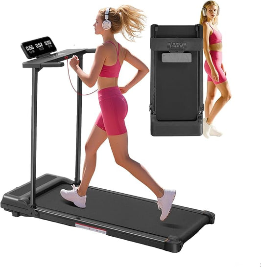 Walking Pad Treadmill with Handle Bar, Compact Portable Treadmills for Home Small, Electric Walking Pads with Handles, 3.5HP Quiet and LED Display, 400 LBS Capacity