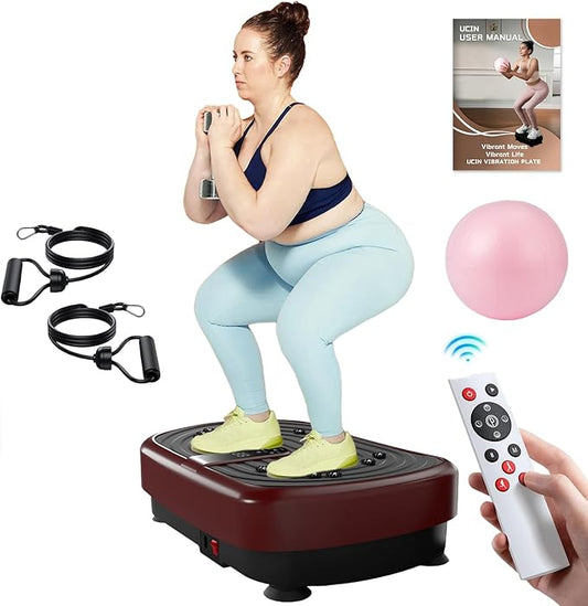 UCIN Vibration Plate Exercise Machine, Vibration Plate for Lymphatic Drainage, 330 Lbs Capacity Vibrating Plate for Weight Loss Home Fitness with Resistance Bands/Pilates Ball