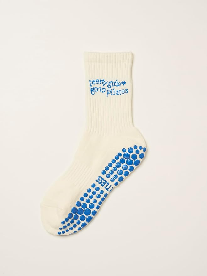 Shapes Studio Crew Half Calf Grip Socks, Cutest Fruits Pilates Socks, Ruffle socks, Non-Slip, Barre Yoga Fitness