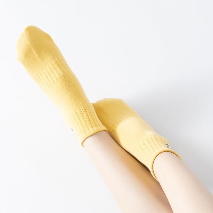 Yoga Pilates Socks with Grips for Women Non Slip Colorful Cushioned Ankle Socks for Barre Ballet Dance